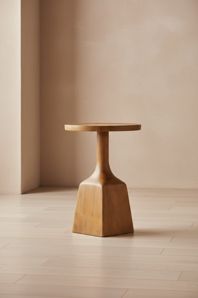 Wood Pedestal Side Table