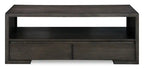 Zelda 48 Coffee Table with Storage and Shelf  Warm Mocha