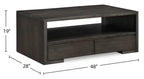Table basse de 48 po avec rangement et étagère, Moka chaud