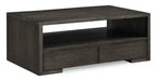 Table basse de 48 po avec rangement et étagère, Moka chaud