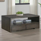 Table basse de 48 po avec rangement et étagère, Moka chaud