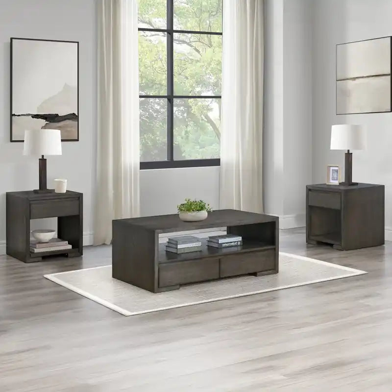 Table basse de 48 po avec rangement et étagère, Moka chaud